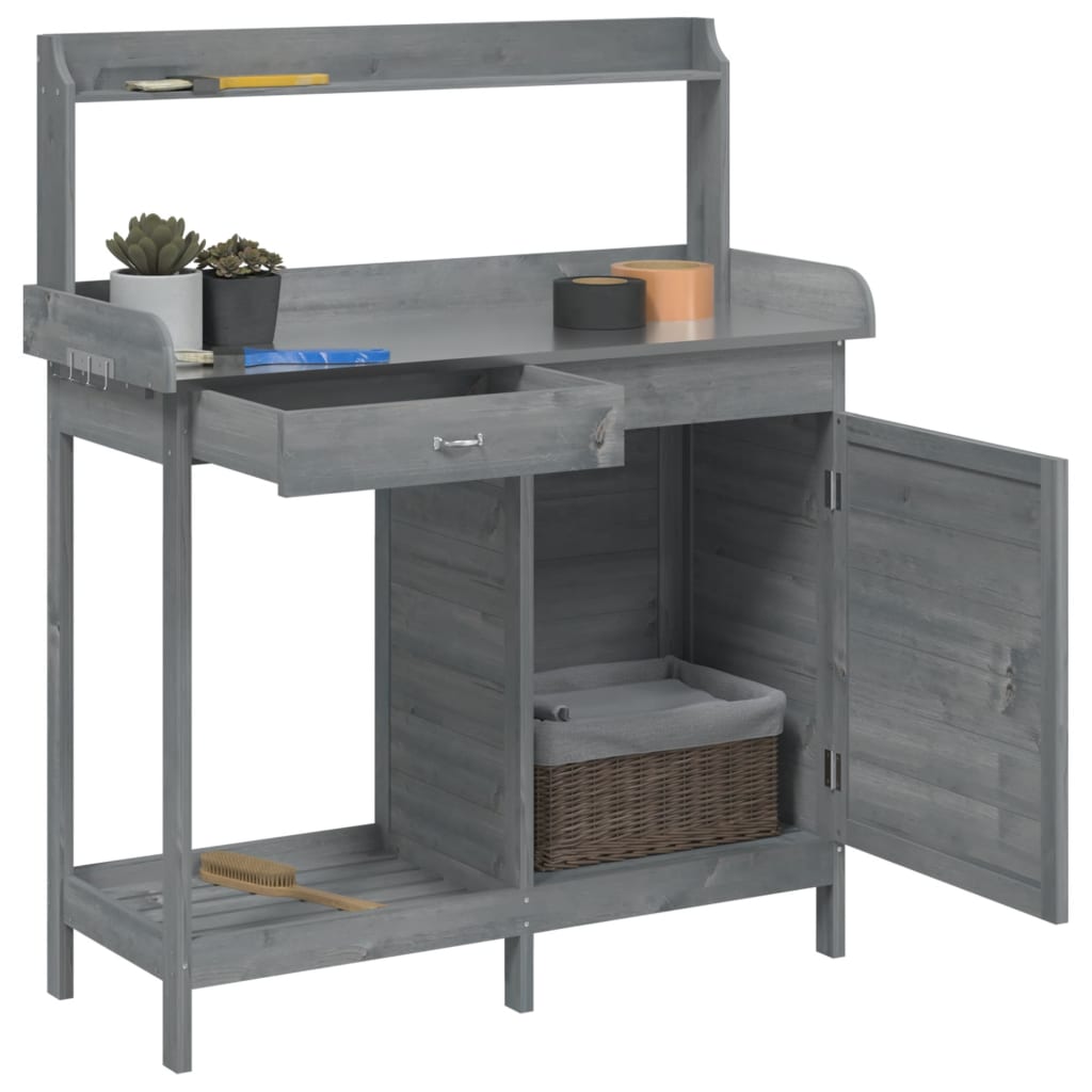 Tavolo Invaso con Mobile Grigio 110,5x45x124,5cm Massello Abete - homemem39