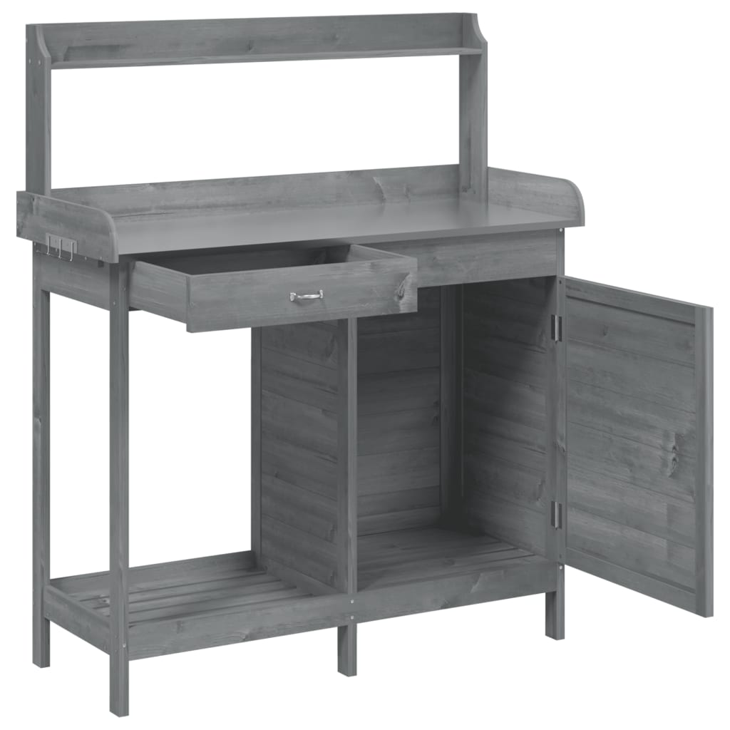 Tavolo Invaso con Mobile Grigio 110,5x45x124,5cm Massello Abete - homemem39