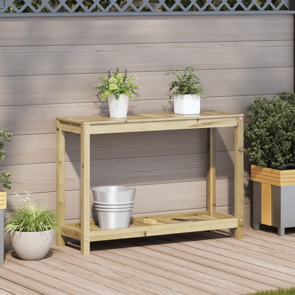 Tavolo Invaso con Ripiano 108x35x75 cm Legno Impregnato di Pino - homemem39