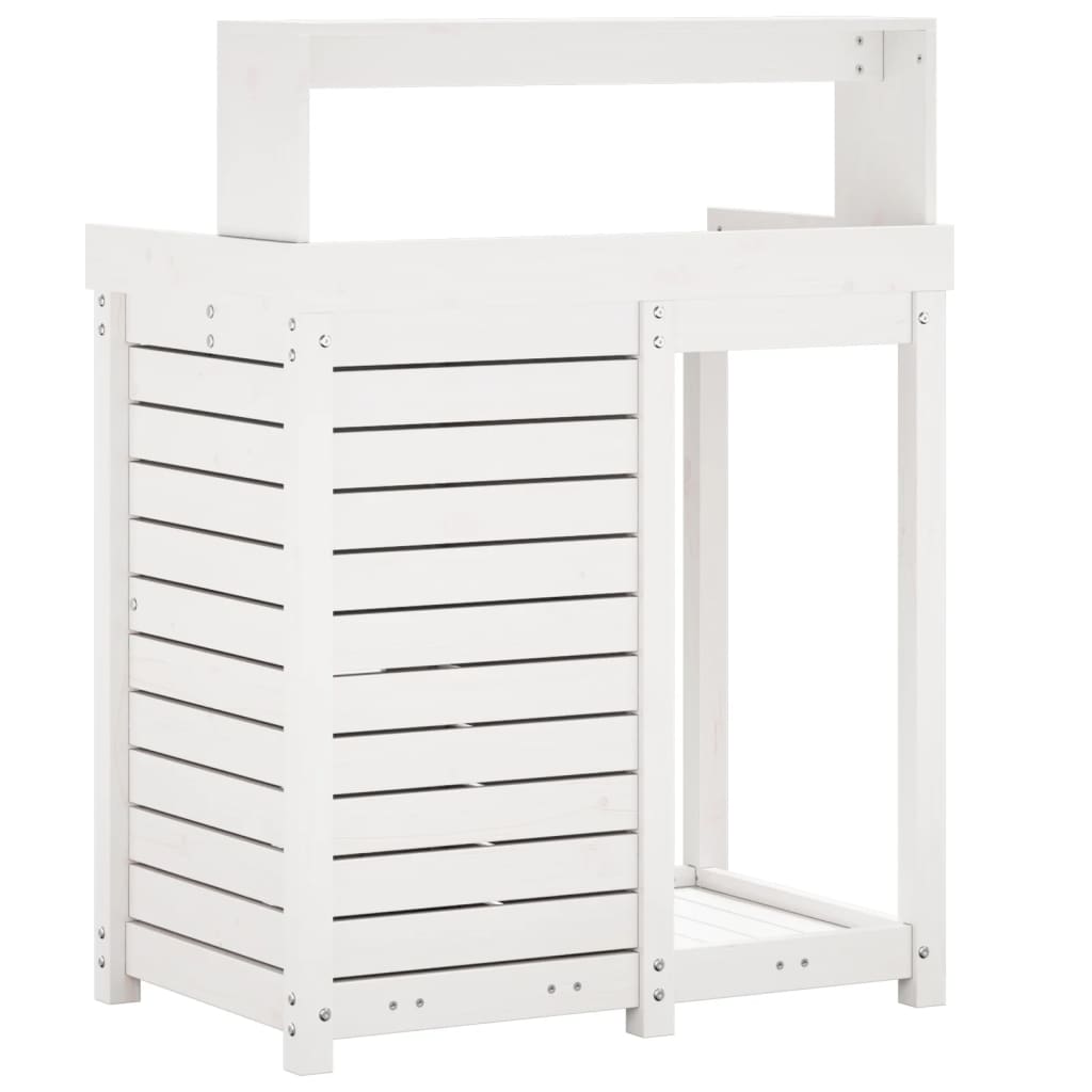 Tavolo Invaso con Ripiani Bianco 82,5x50x109,5 cm Massello Pino - homemem39