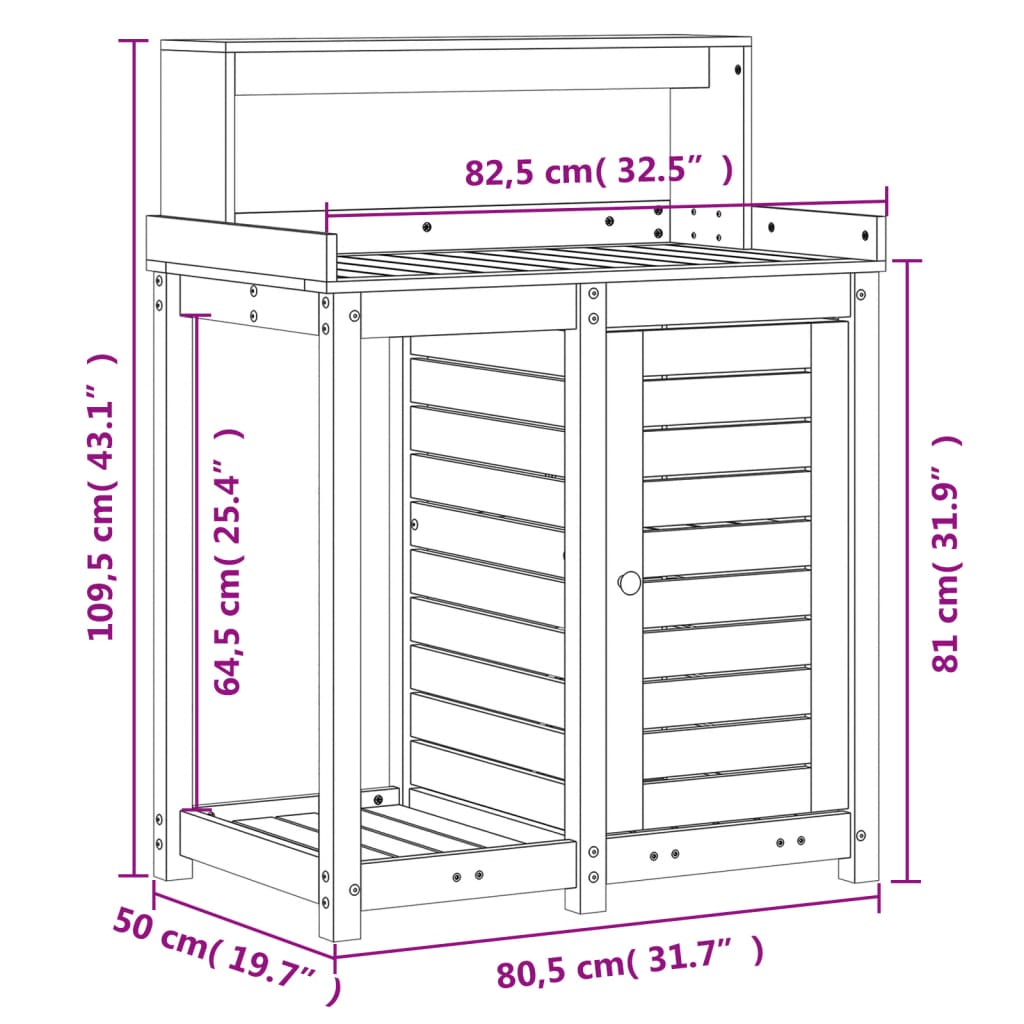 Tavolo Invaso con Ripiani 82,5x50x109,5 cm Massello Douglas | homemem39