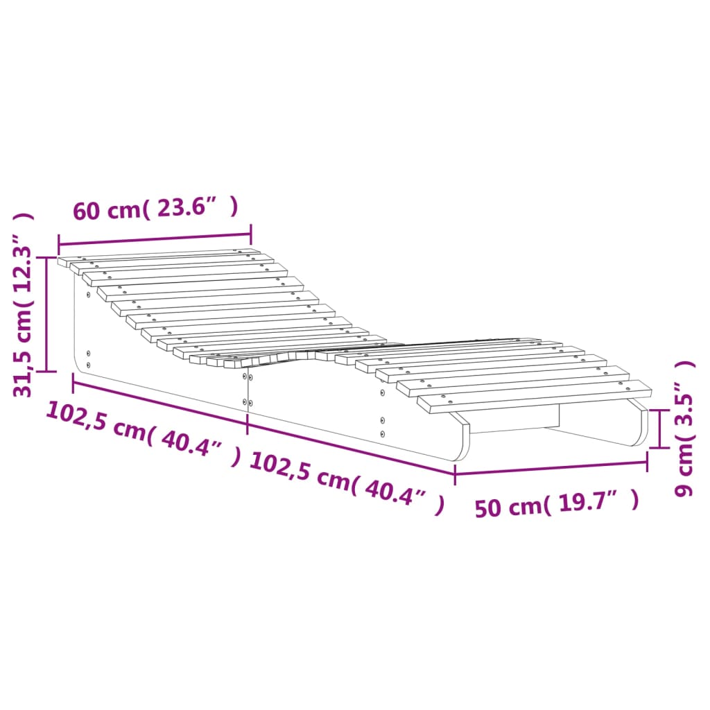 Lettino Prendisole 205x60x31,5 cm in Legno Massello di Douglas | homemem39