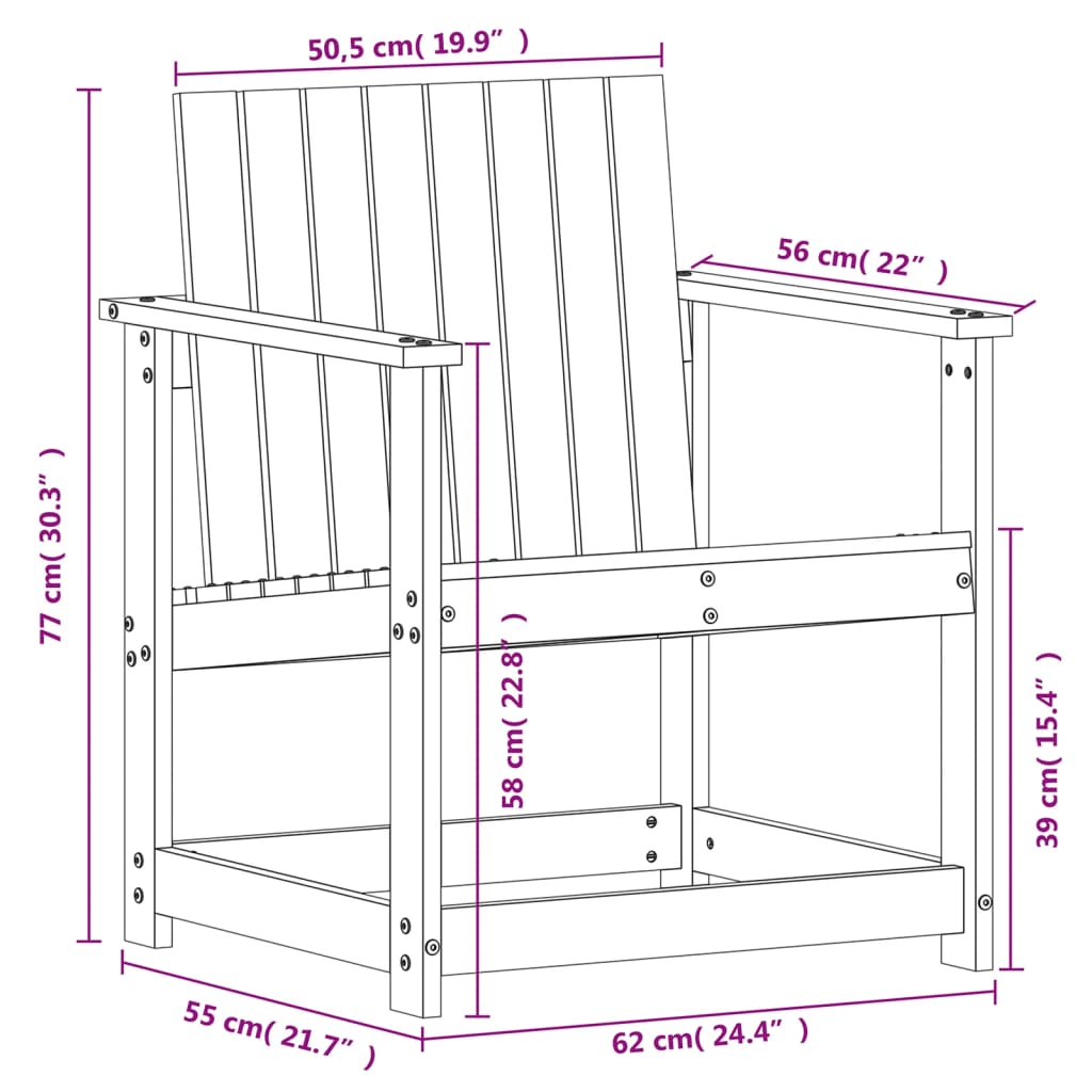 Sedia da Giardino 62x56x77 cm in Legno Massello di Pino | homemem39