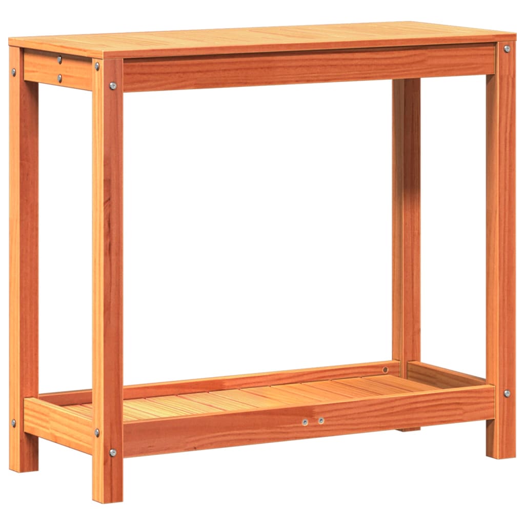 Tavolo Invasatura Ripiano Marrone Cera 82,5x35x75 Massello Pino - homemem39