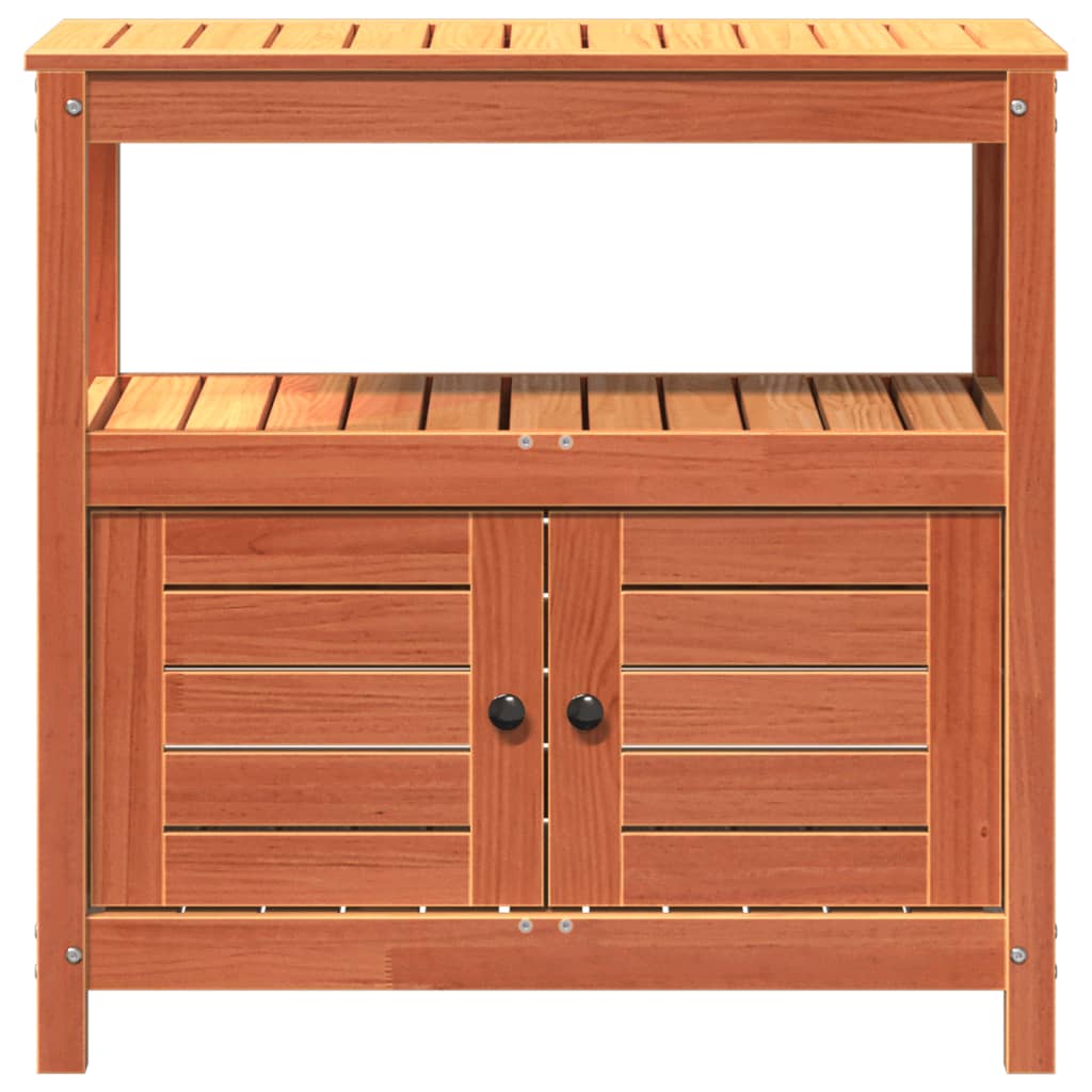 Tavolo Invaso con Ripiani Marrone 82,5x45x81 cm Massello Pino