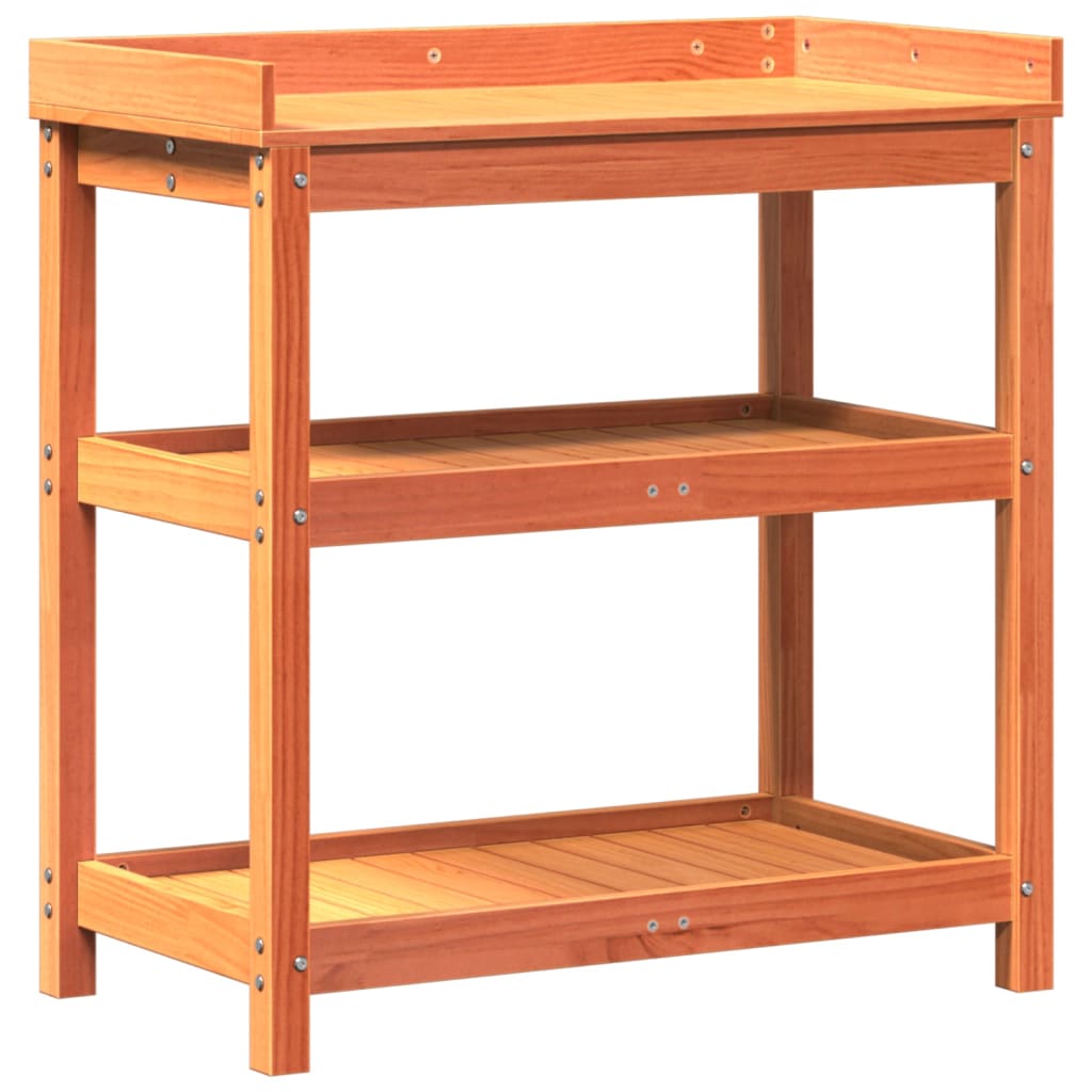Tavolo Invaso con Ripiani Marrone 82,5x45x86,5 cm Massello Pino - homemem39