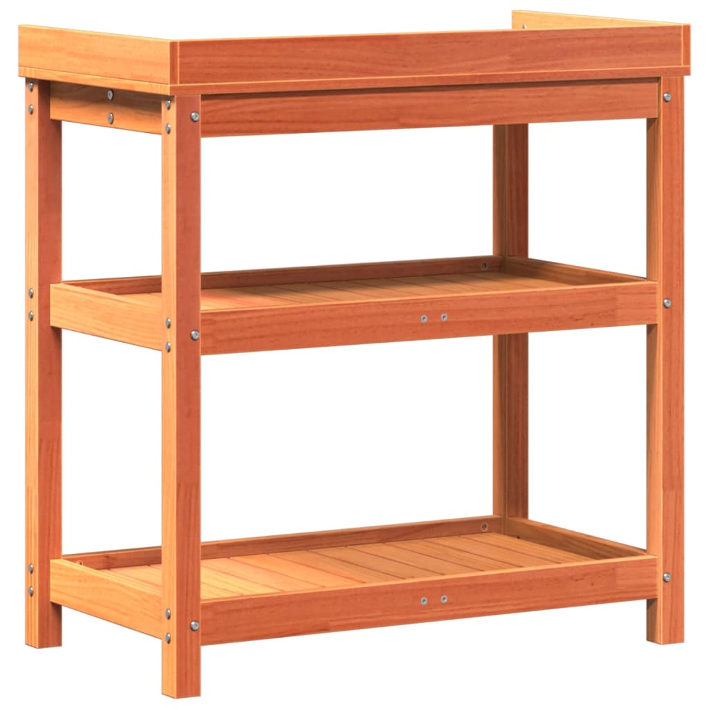 Tavolo Invaso con Ripiani Marrone 82,5x45x86,5 cm Massello Pino - homemem39