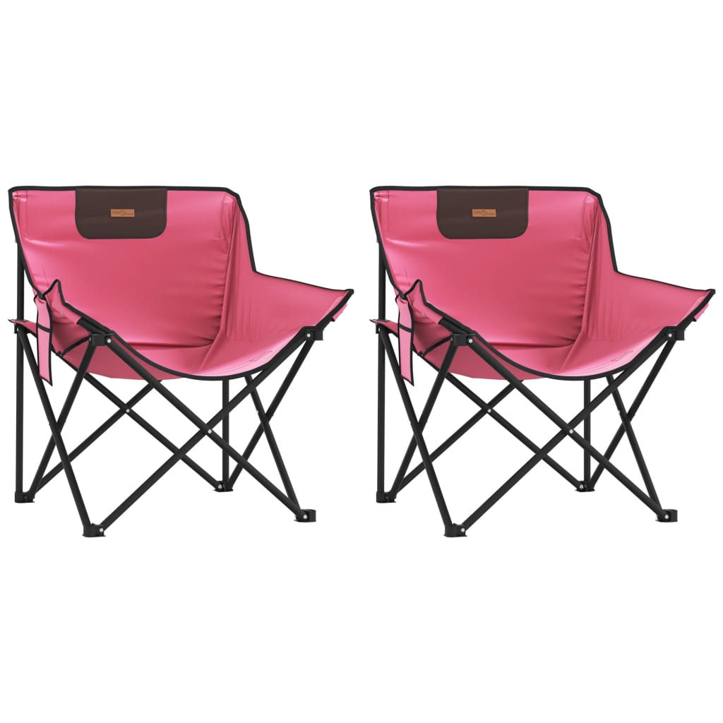 Sedie da Campeggio con Tasca Pieghevoli 2 pz Rosa