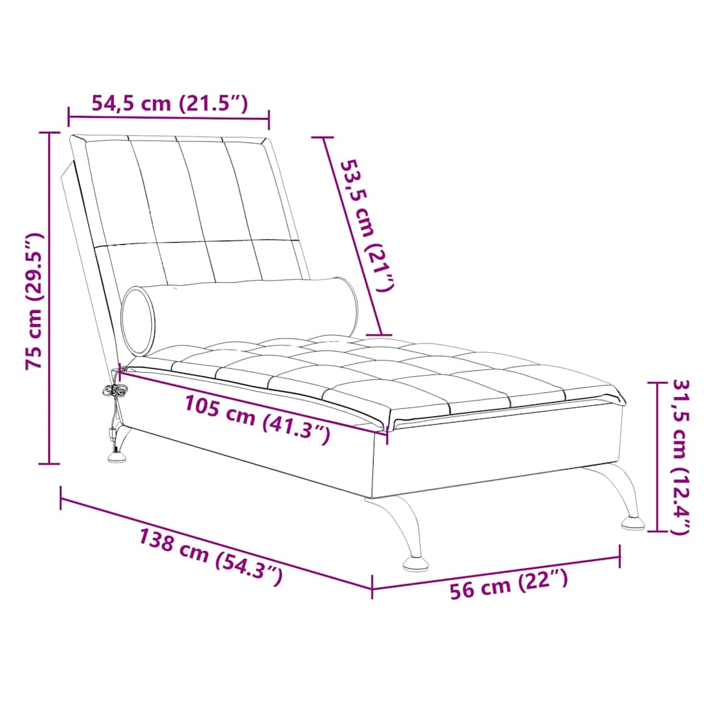 Chaise Longue Massaggi con Capezzale Marrone in Tessuto | homemem39