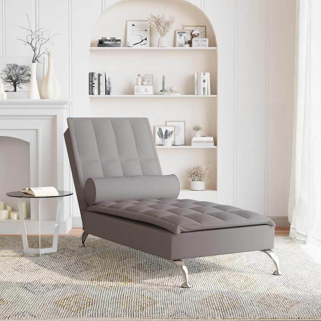 Chaise Longue Massaggi con Capezzale Tortora in Tessuto - homemem39