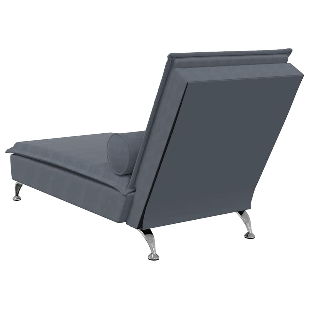 Chaise Longue Massaggi con Capezzale Grigio Scuro in Velluto - homemem39