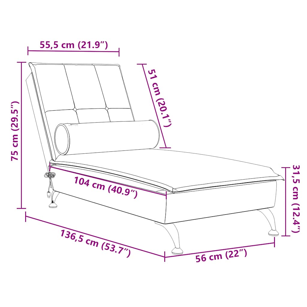 Chaise Longue Massaggi con Capezzale Grigio Scuro in Velluto - homemem39