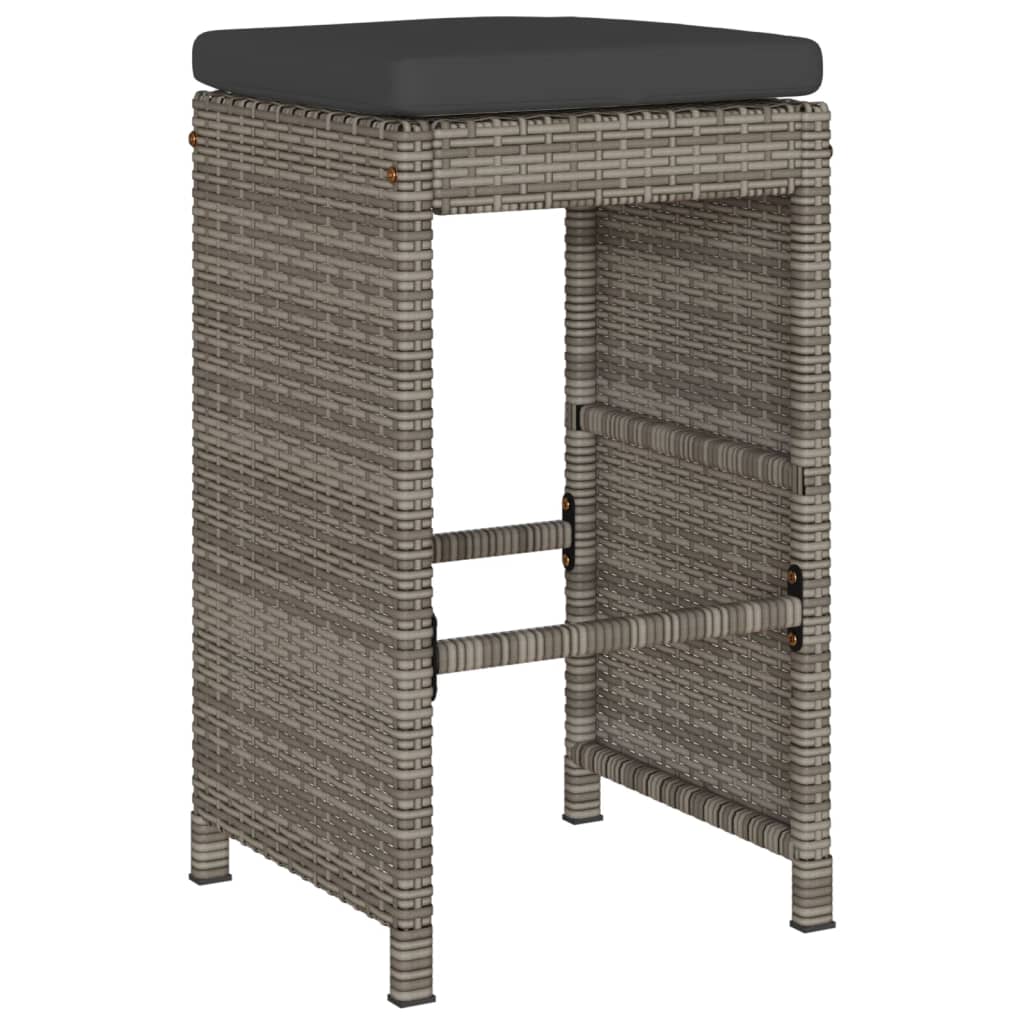 Sgabelli Bar da Giardino con Cuscini 6 pz Grigi in Polyrattan