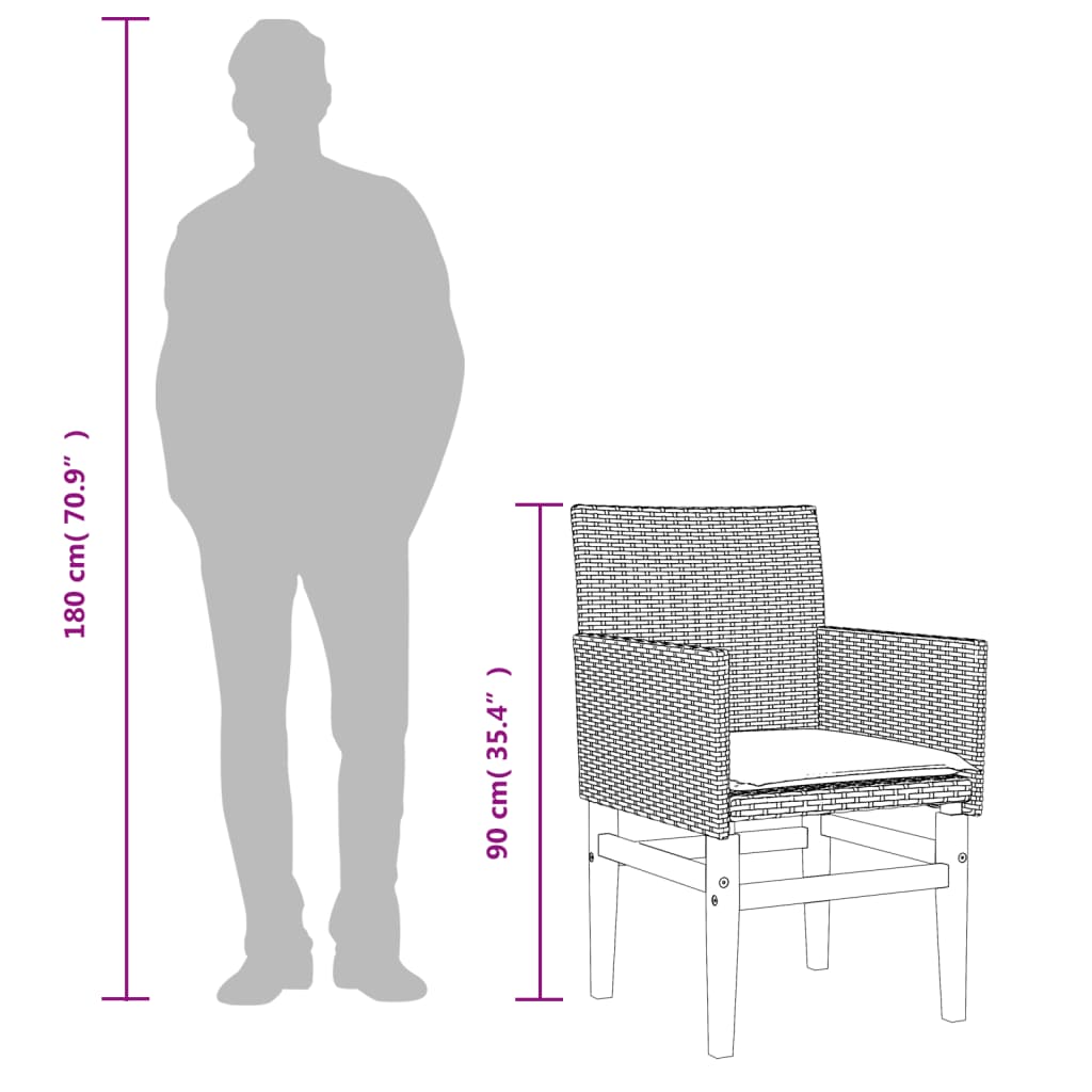 Sedie Giardino con Cuscini 2 pz Beige Polyrattan Legno Massello - homemem39