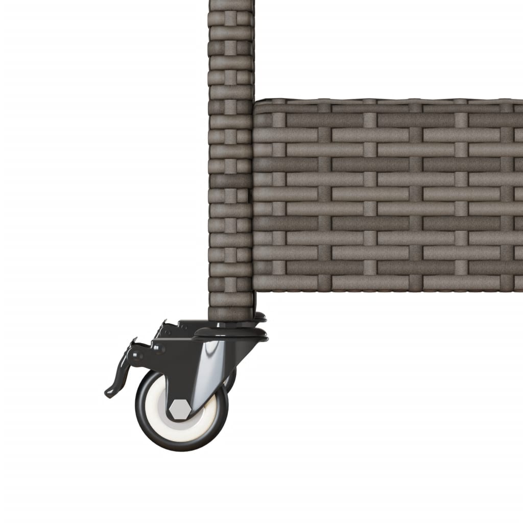 Carrello da Bar 3 Livelli Grigio Polyrattan e Massello Acacia | homemem39