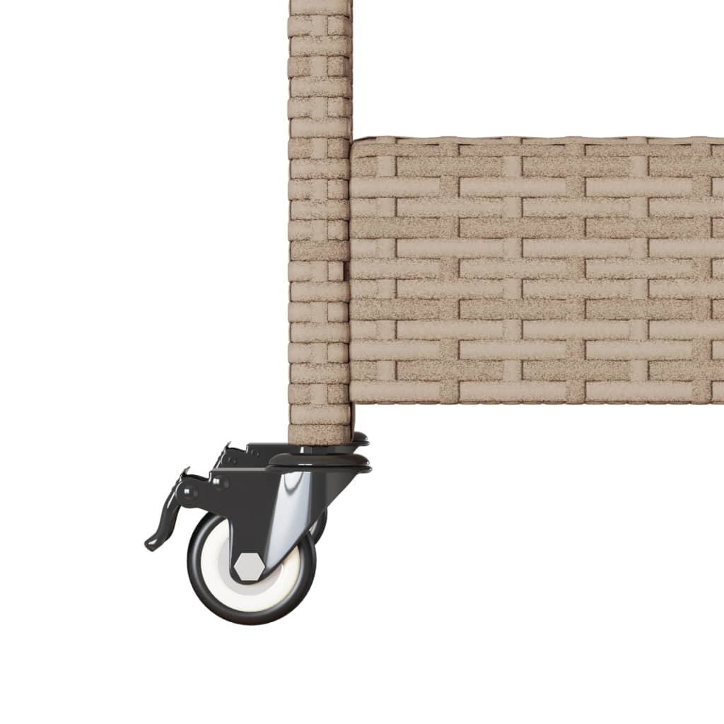 Carrello da Bar 3 Livelli Beige in Polyrattan e Massello Acacia | homemem39
