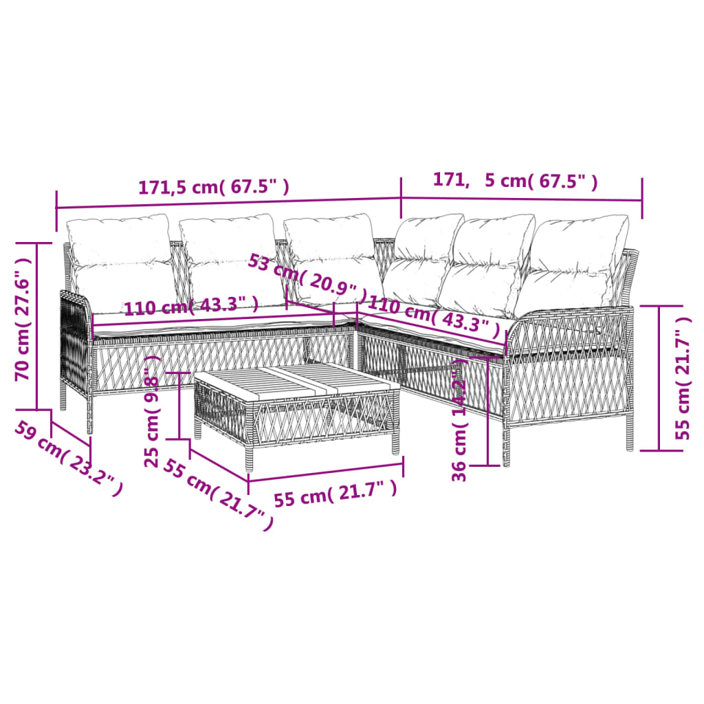Set Divani da Giardino 2 pz con Cuscini Beige in Polyrattan | homemem39