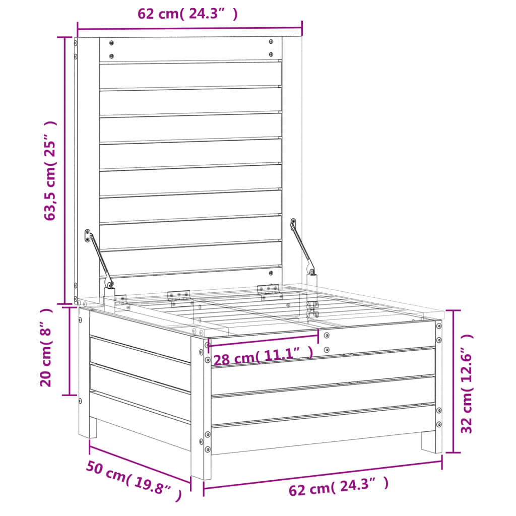 Poggiapiedi Giardino Marrone Cera 62x63,5x32 cm Massello Pino | homemem39