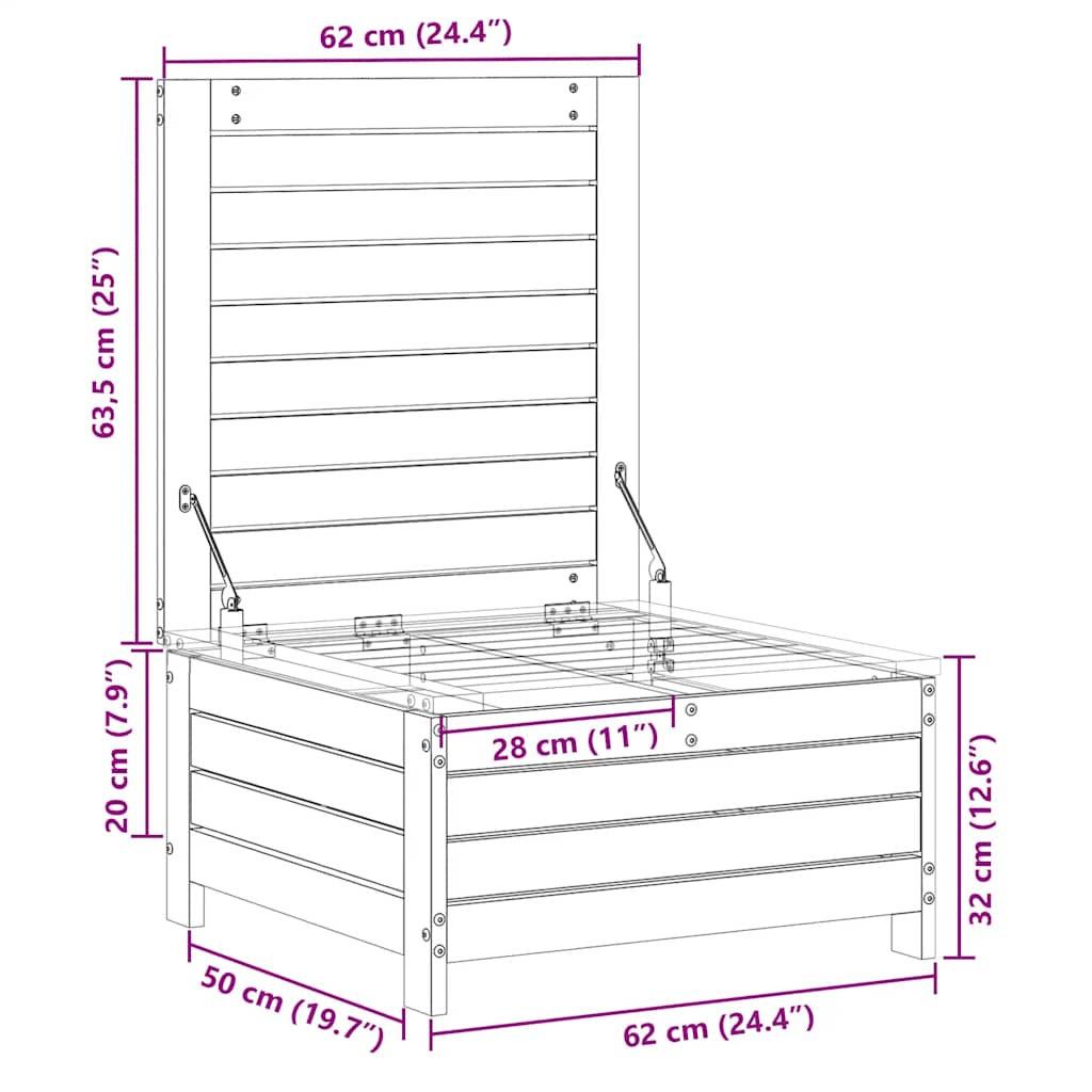 Poggiapiedi da Giardino 62x63,5x32 cm Legno Impregnato di Pino | homemem39