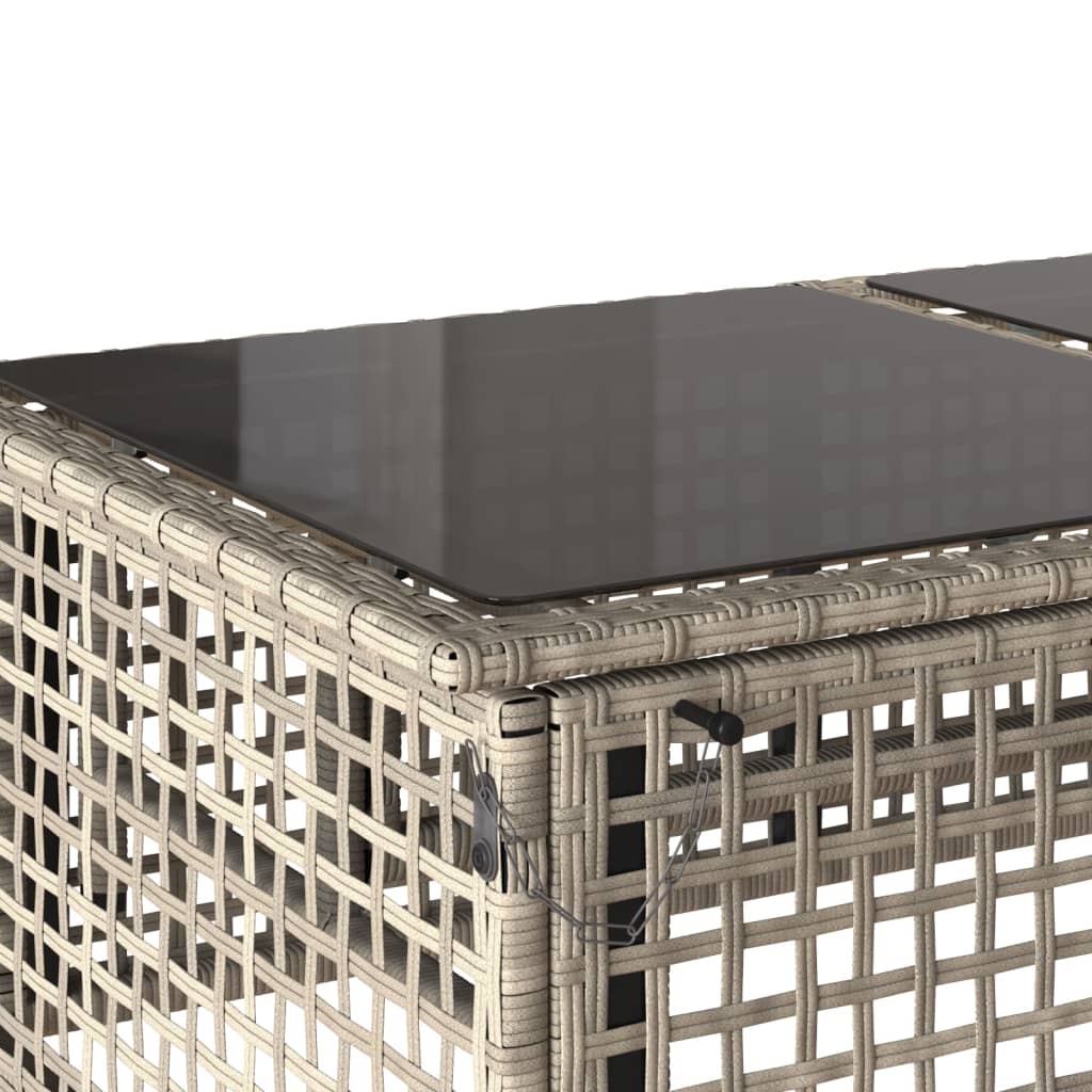 Divano da Giardino 4pz Cuscini Grigio Chiaro Polyrattan e Vetro