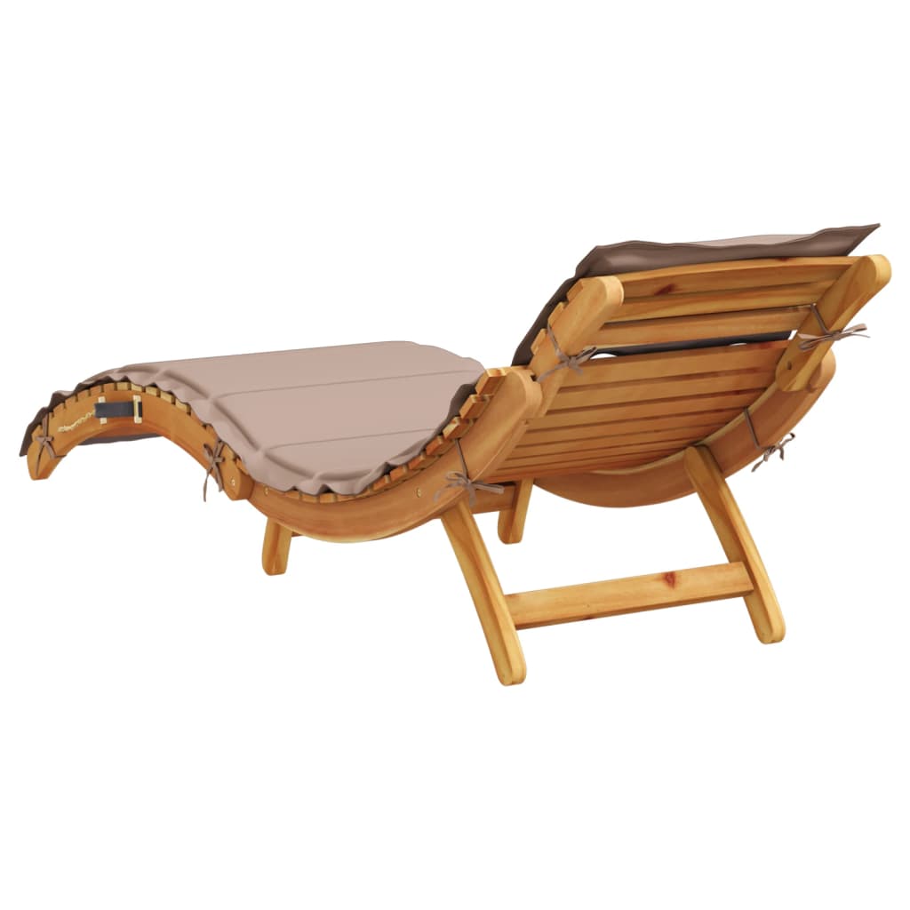 Lettino Prendisole con Cuscino Tortora Legno Massello di Acacia - homemem39