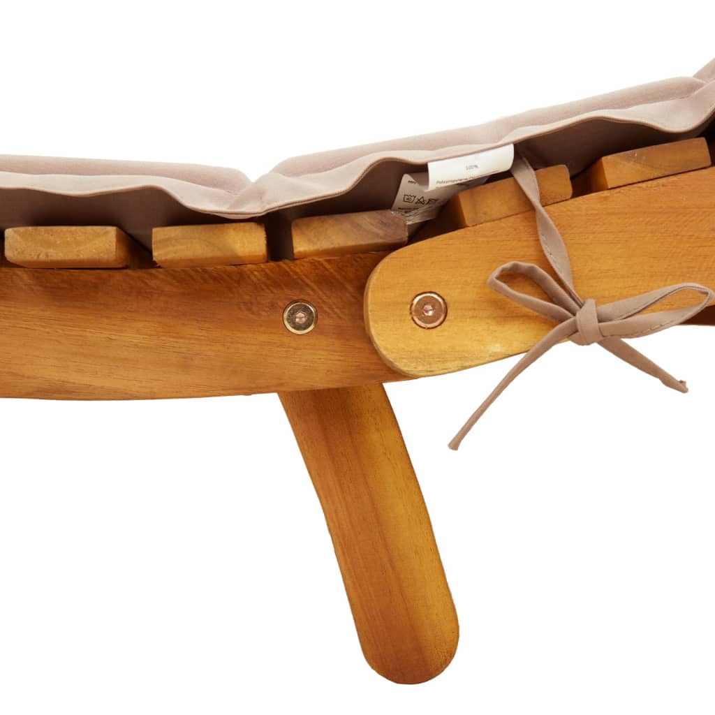 Lettino Prendisole con Cuscino Tortora Legno Massello di Acacia - homemem39