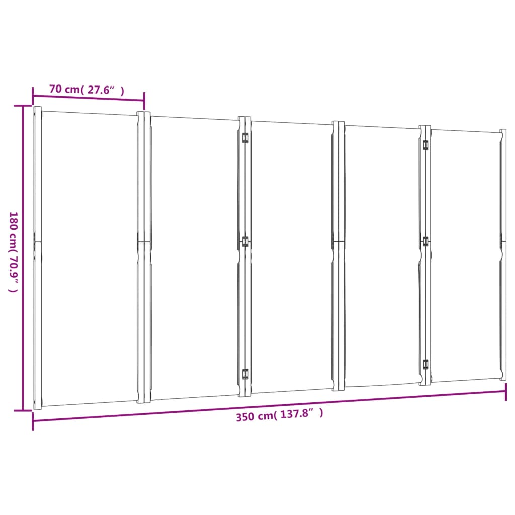 Divisorio a 5 Pannelli Blu Scuro 350x180 cm | homemem39