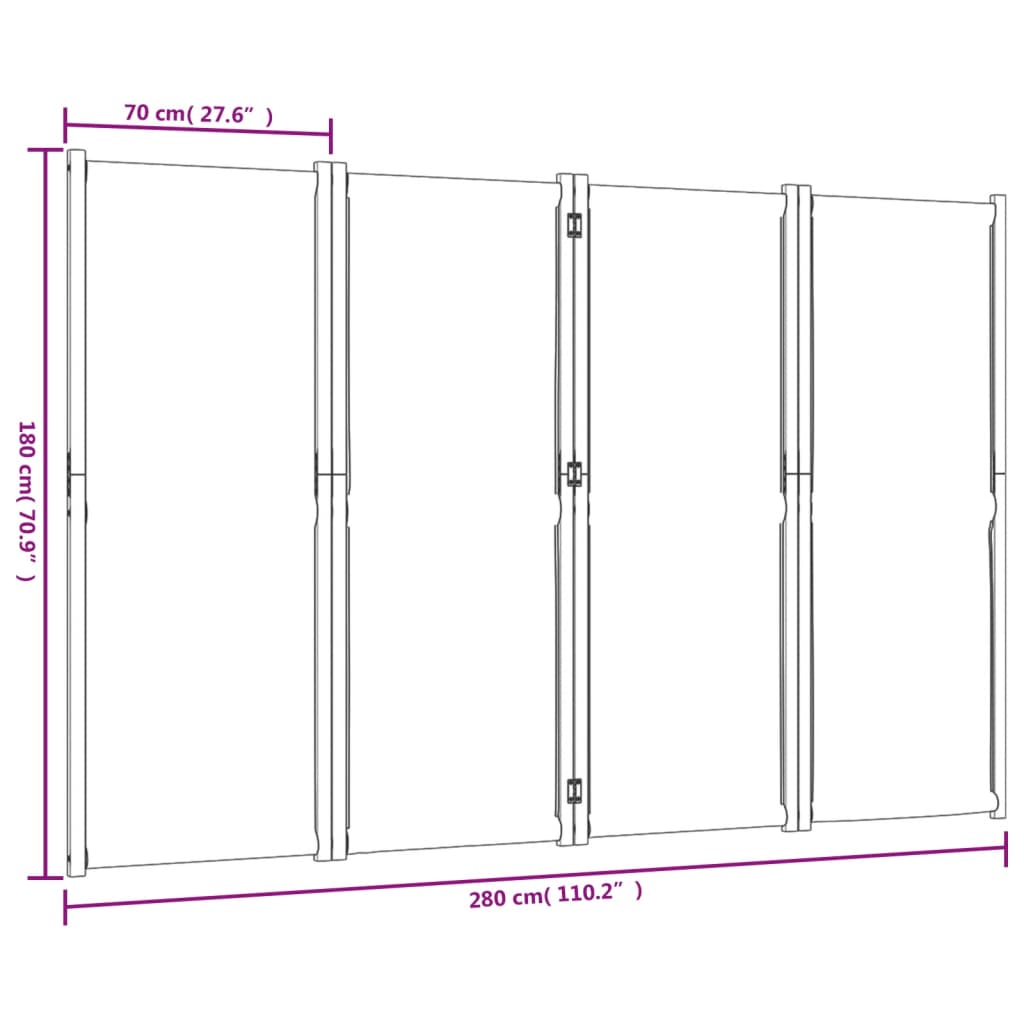 Divisorio a 4 Pannelli Tortora 280x180 cm | homemem39