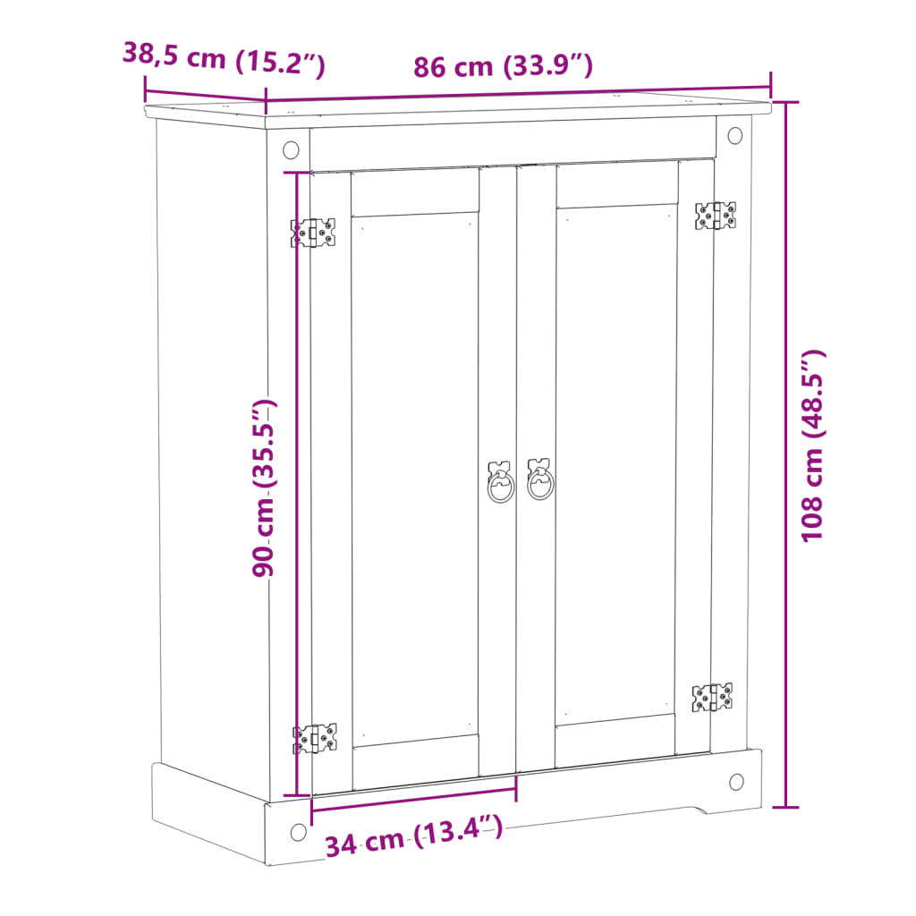 Scarpiera Corona 86x38,5x108 cm in Legno Massello di Pino - homemem39