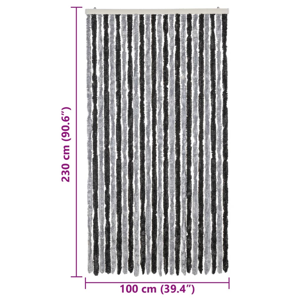Tenda Antimosche Grigia e Nera 100x230 cm in Ciniglia - homemem39