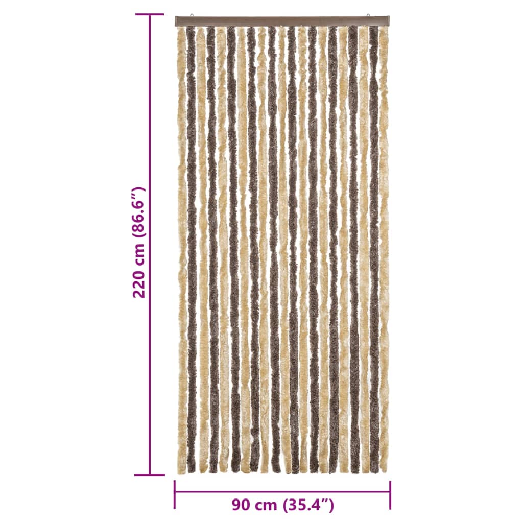 Tenda Antimosche Marrone Scuro e Beige 90x220 cm in Ciniglia | homemem39