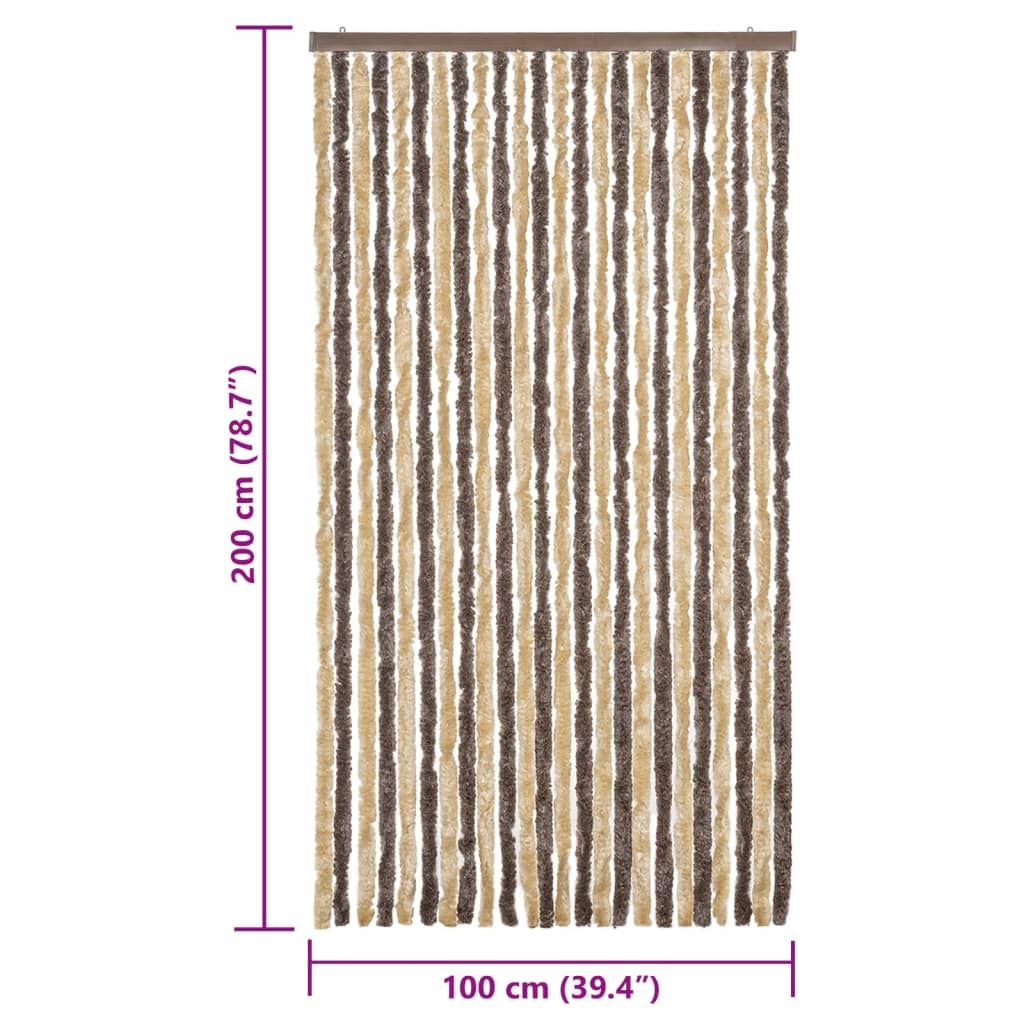 Tenda Antimosche Marrone Scuro e Beige 100x200 cm in Ciniglia | homemem39