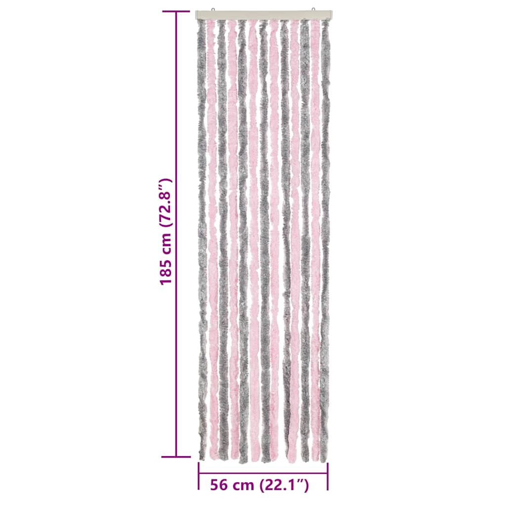 Tenda Antimosche Grigio Argento e Rosa 56x185 cm in Ciniglia | homemem39