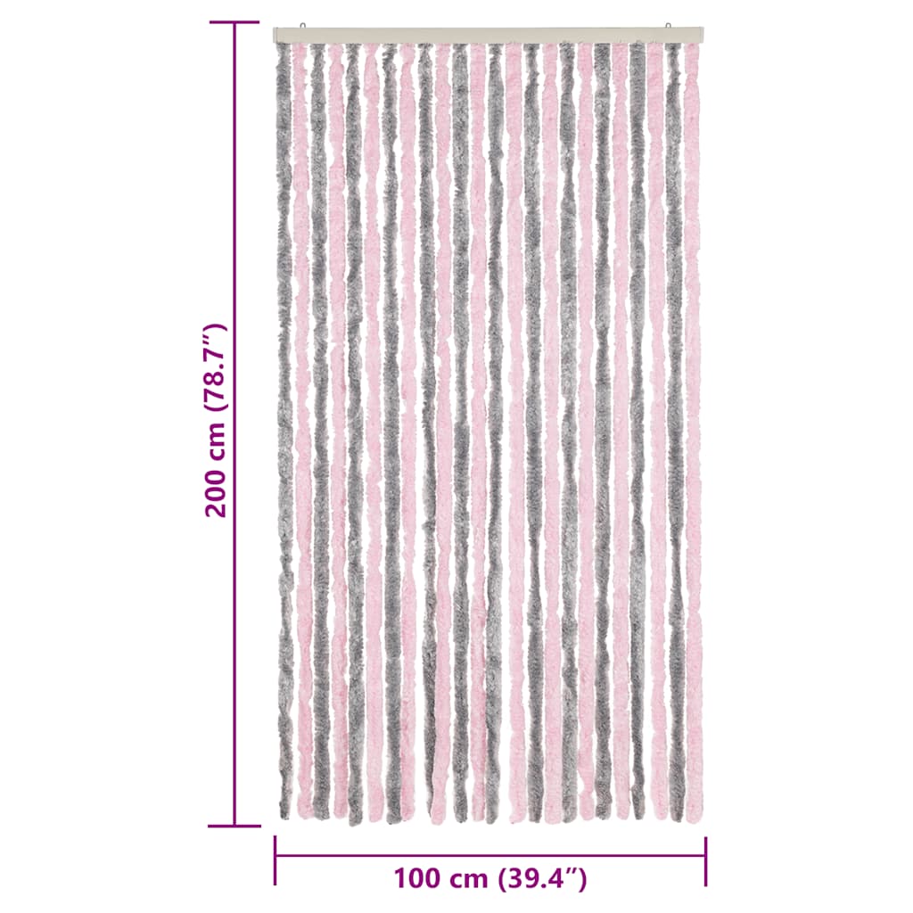 Tenda Antimosche Grigio Argento e Rosa 100x200 cm in Ciniglia | homemem39