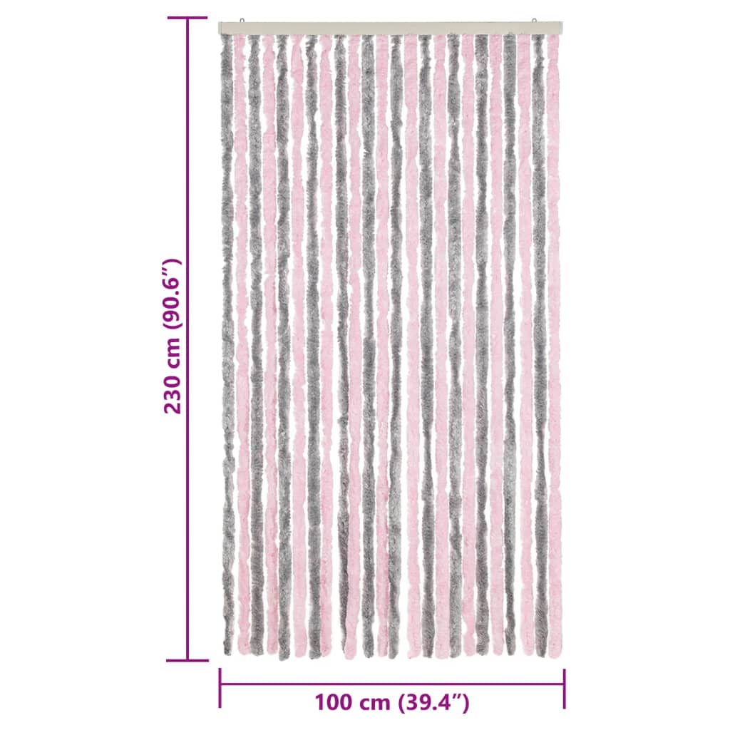 Tenda Antimosche Grigio Argento e Rosa 100x230 cm in Ciniglia - homemem39