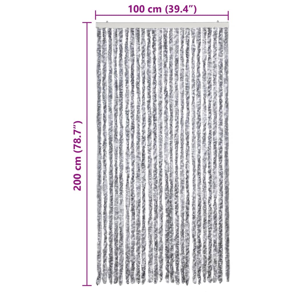 Tenda Antimosche Grigio e Bianca 100x200 cm in Ciniglia | homemem39