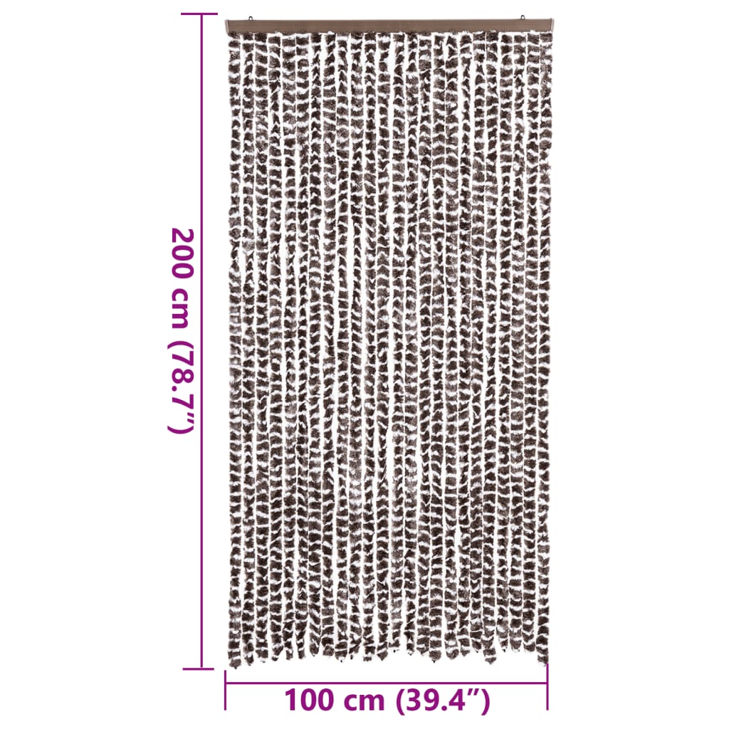 Tenda Antimosche Marrone e Bianca 100x200 cm in Ciniglia