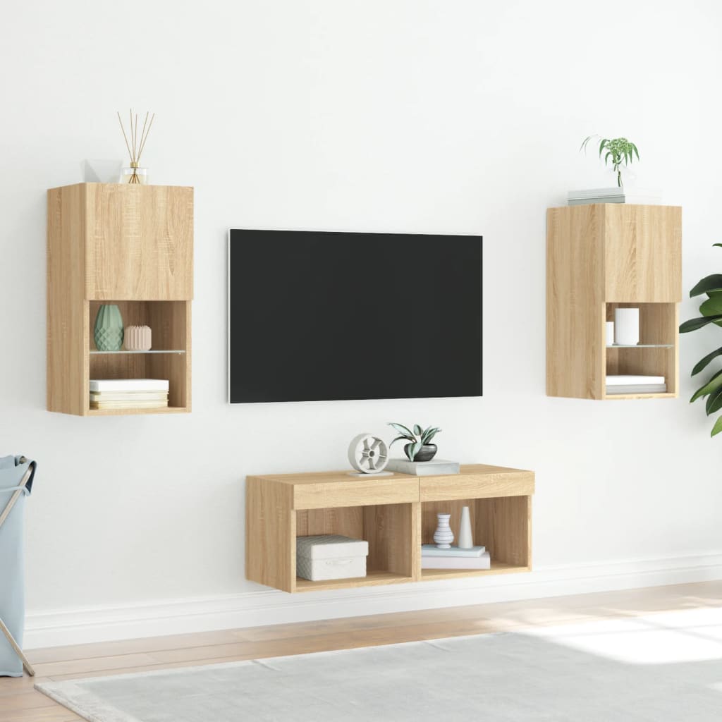 Mobili TV a Muro 4pz con Luci LED