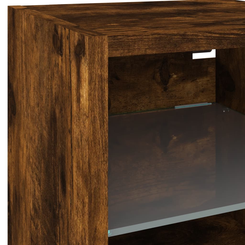 Mobili TV a Muro con LED 6pz Rovere Fumo in Legno Multistrato | homemem39