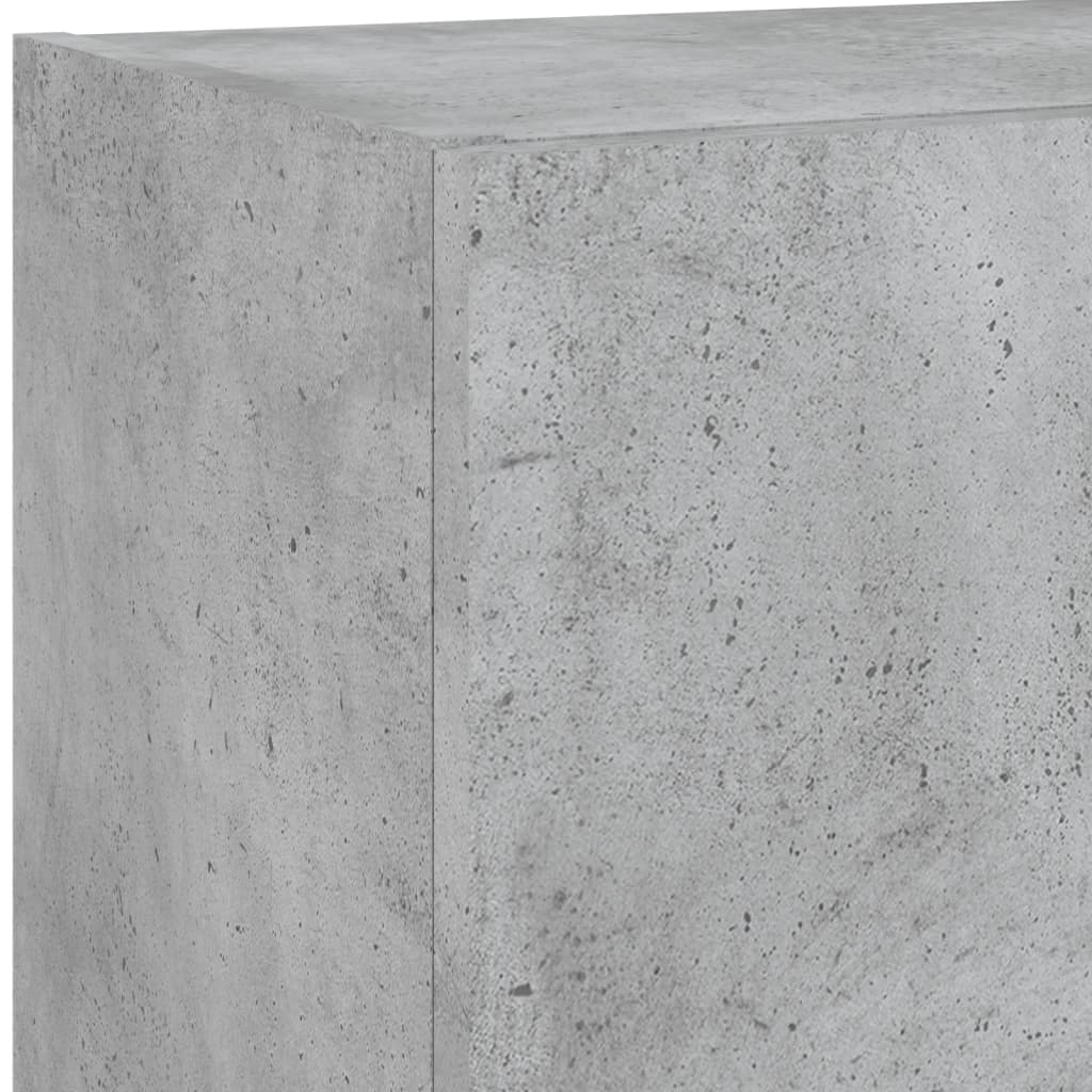 Mobili TV a Muro con LED 5pz Grigio Cemento Legno Multistrato