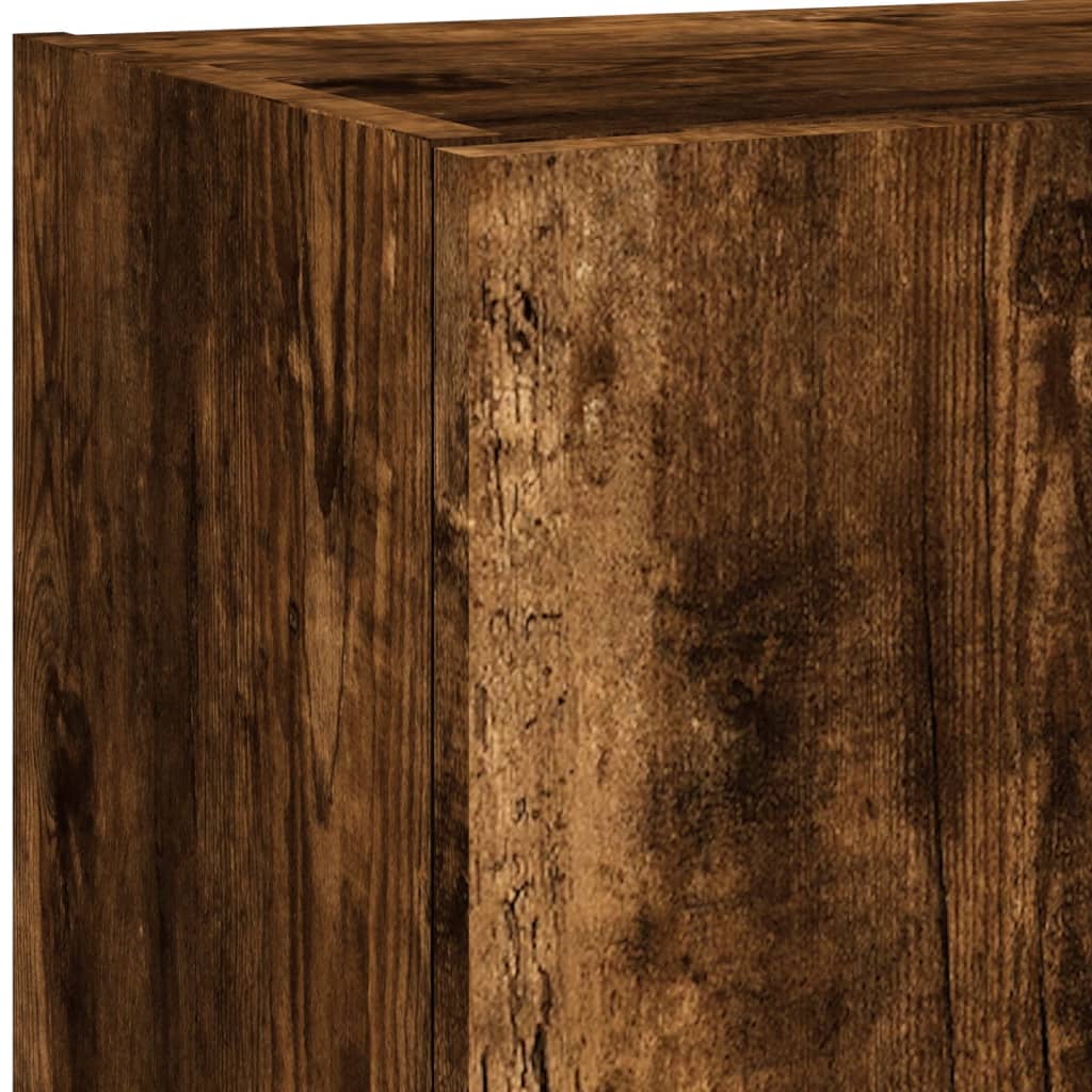 Mobili TV a Muro con LED 5pz Rovere Fumo in Legno Multistrato | homemem39