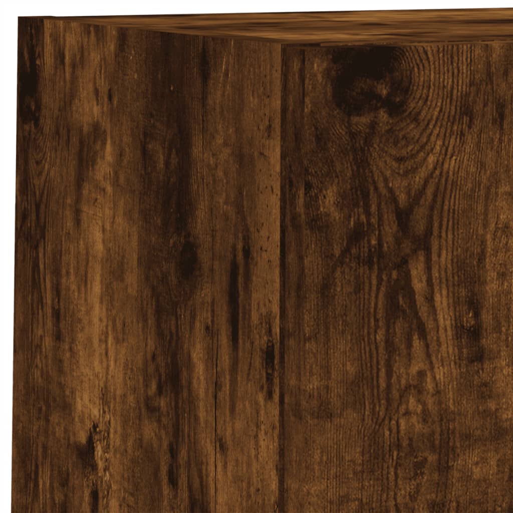 Mobili TV a Muro con LED 6pz Rovere Fumo in Legno Multistrato