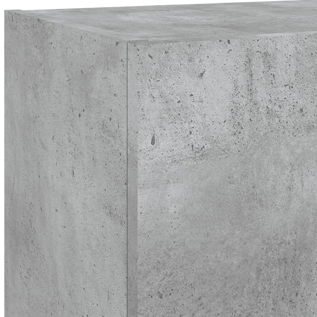 Mobili TV a Muro con LED 5pz Grigio Cemento Legno Multistrato