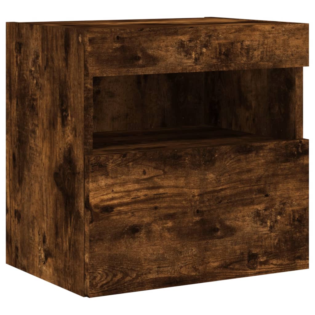 Mobili TV a Muro con LED 6pz Rovere Fumo in Legno Multistrato | homemem39
