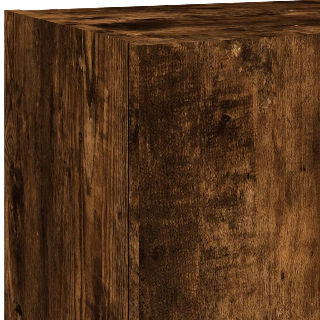 Mobili TV a Muro con LED 5pz Rovere Fumo in Legno Multistrato | homemem39