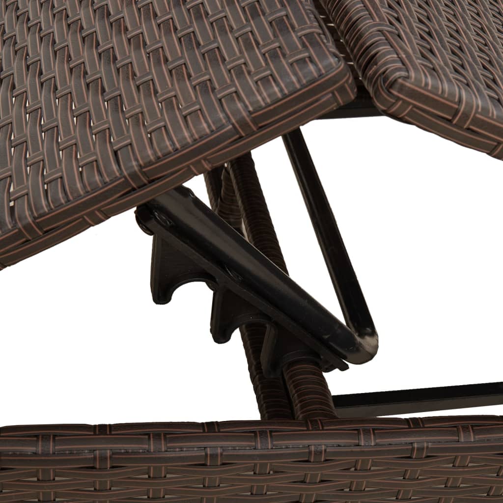 Lettino Prendisole con Cuscino Marrone in Polyrattan - homemem39