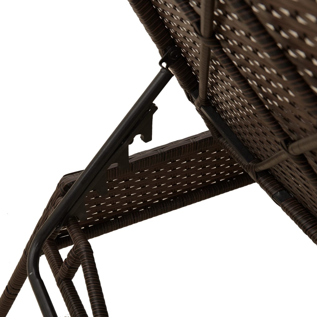 Lettino Prendisole con Cuscino Marrone in Polyrattan - homemem39