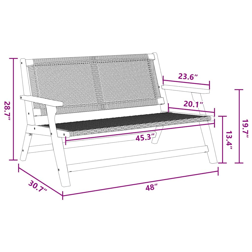 Arredamento da Giardino con cuscino Nero 122 x 78 x 73cm