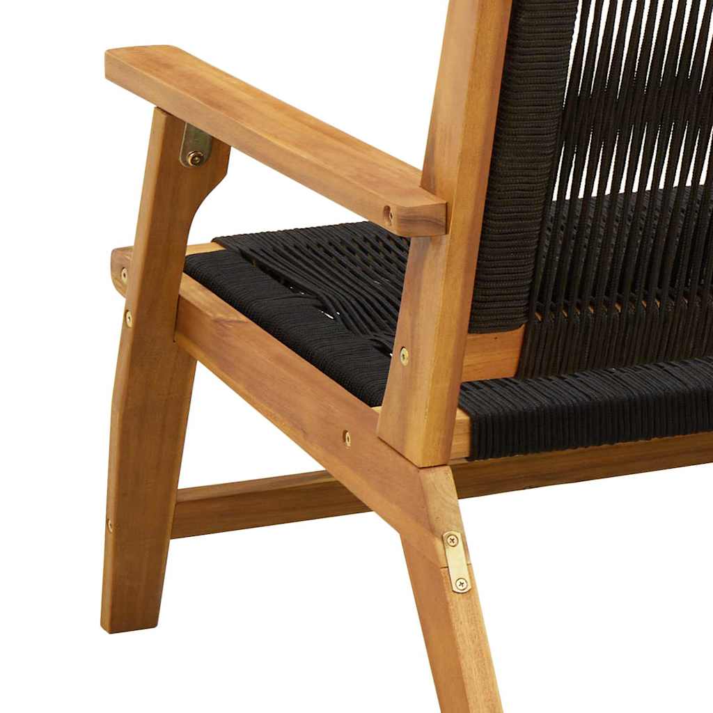 Sedia Relax da Giardino 2 pz Nero Legno di Acacia Massello