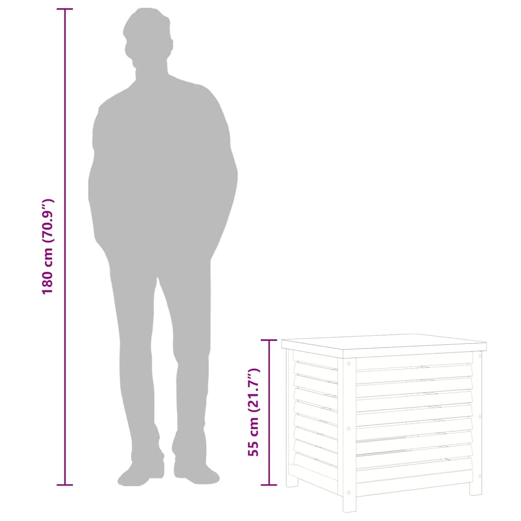 Contenitore da Giardino 60x50x55 cm Legno Massello di Eucalipto